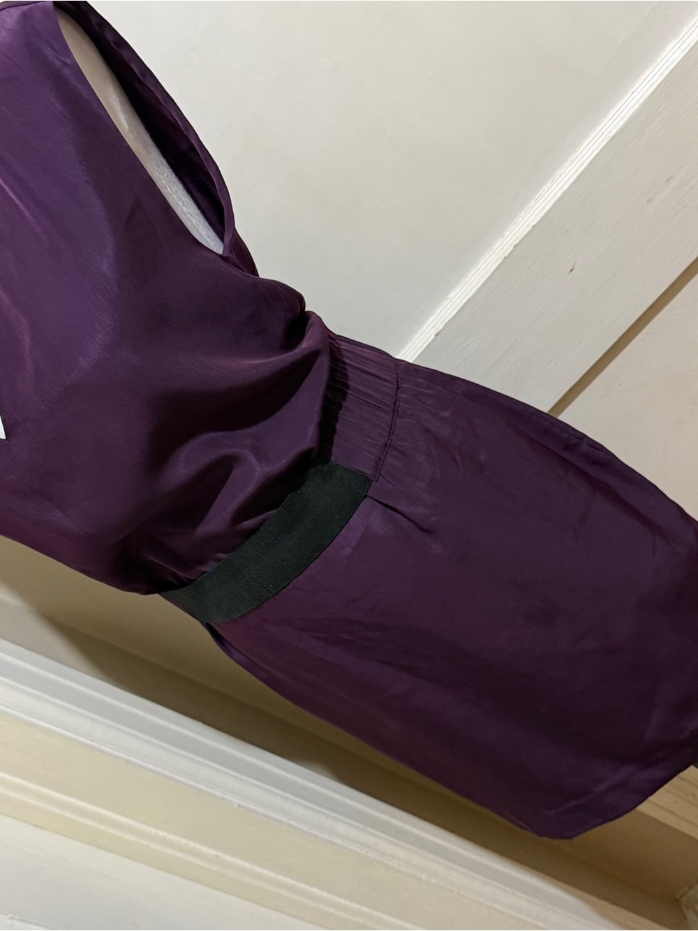 RACHEL Rachel Roy Deep Plum Sleeveless Mini Dress with Black Waistband in
